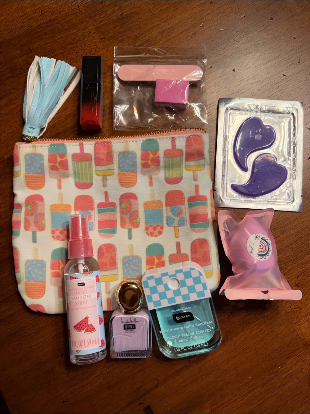 Assorted Pink & Aqua Bath & Body Bundle with Cosmetic Case